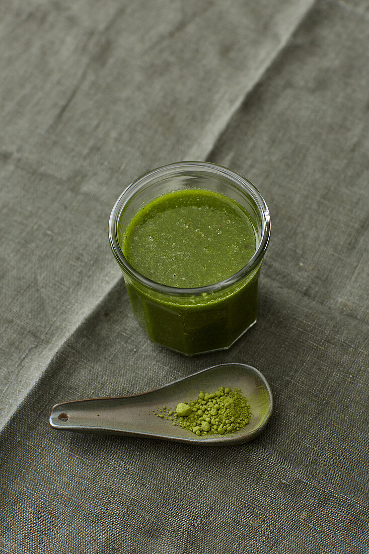 A matcha and chia smoothie