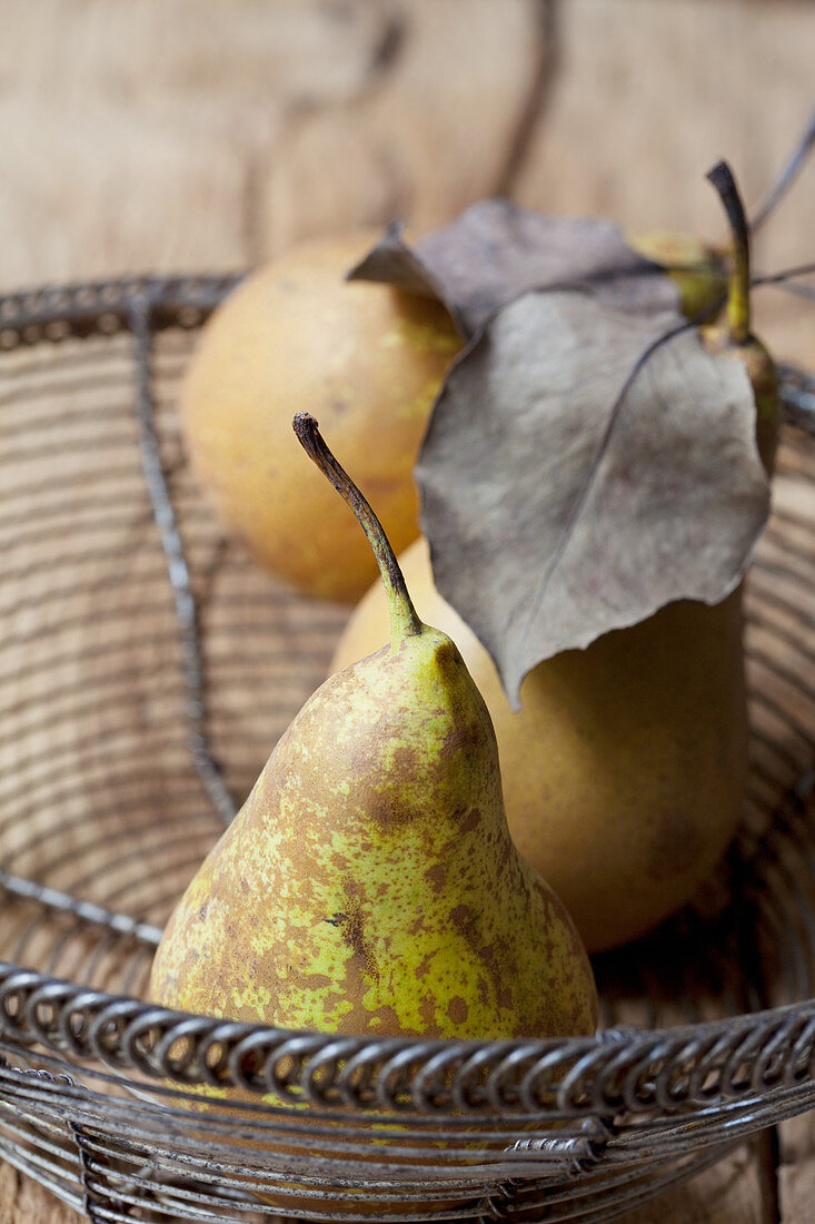 Pears in a vintage bowl