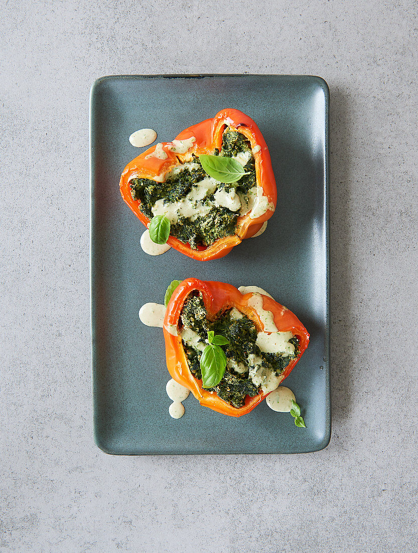 Peppers filled with falafel and cashew nut mousse