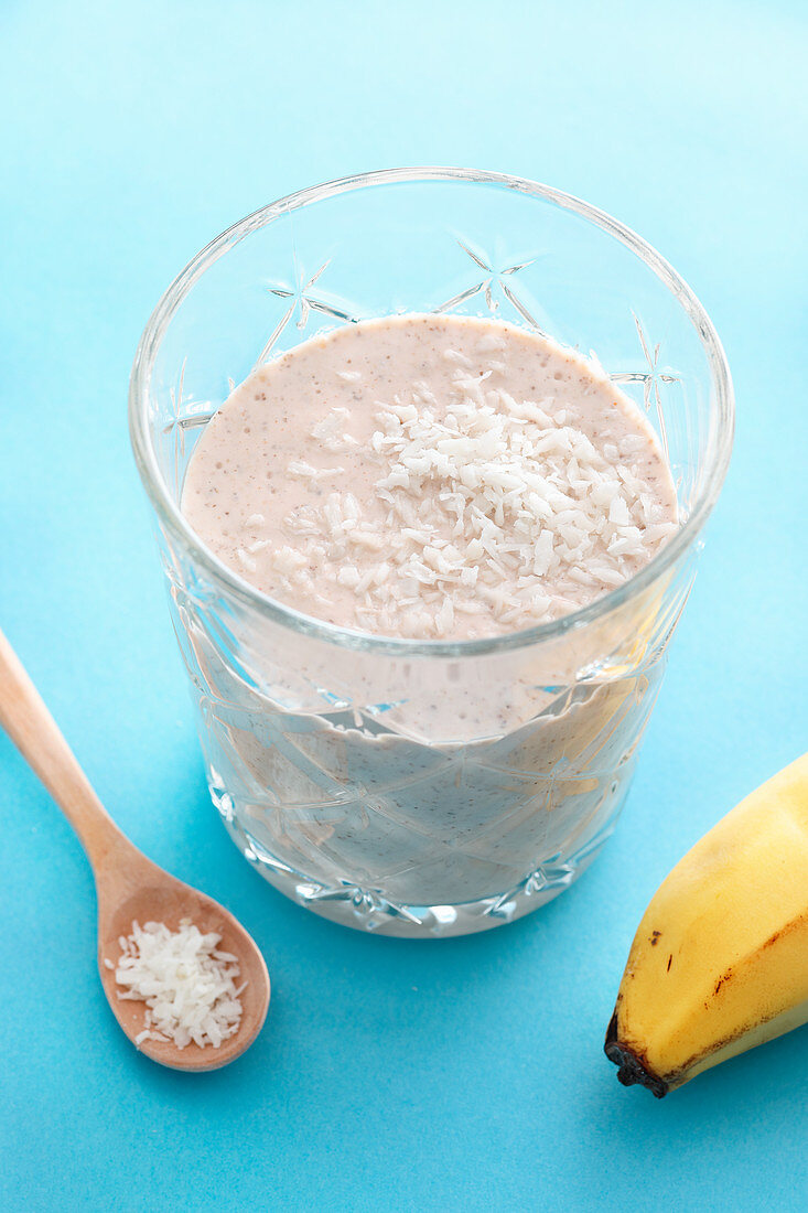 Banana and coconut drink with chia seeds