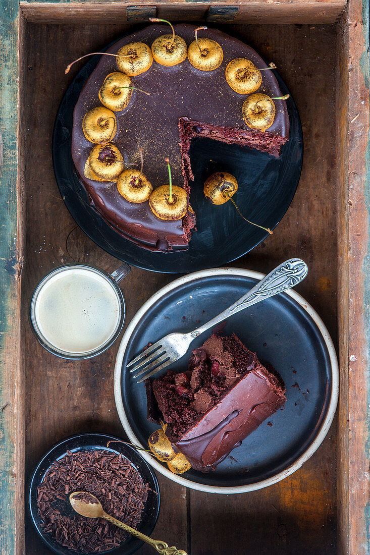 Chocolate cake from above