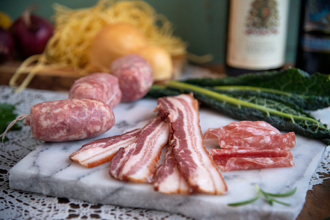 Tuscan winter dish red wine salsiccia italian pork bacon