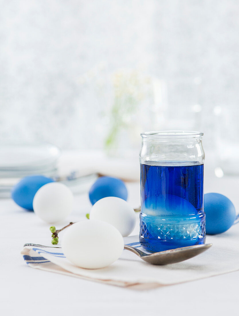 Blue easter egg dye for colouring eggs