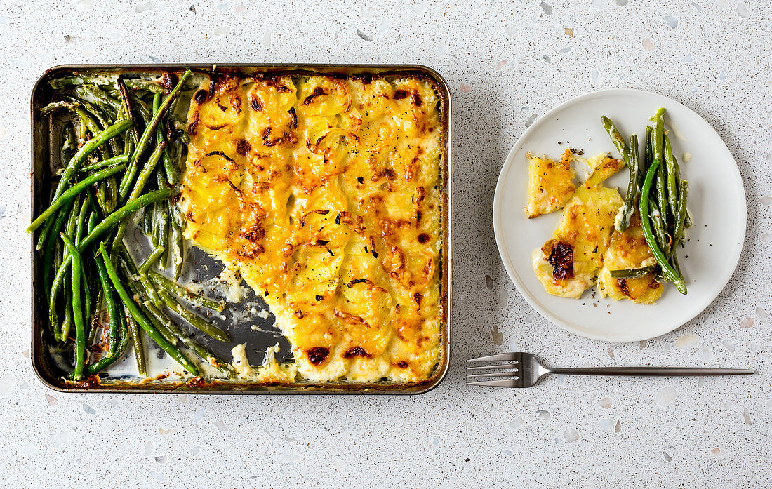 Potato gratin with beans