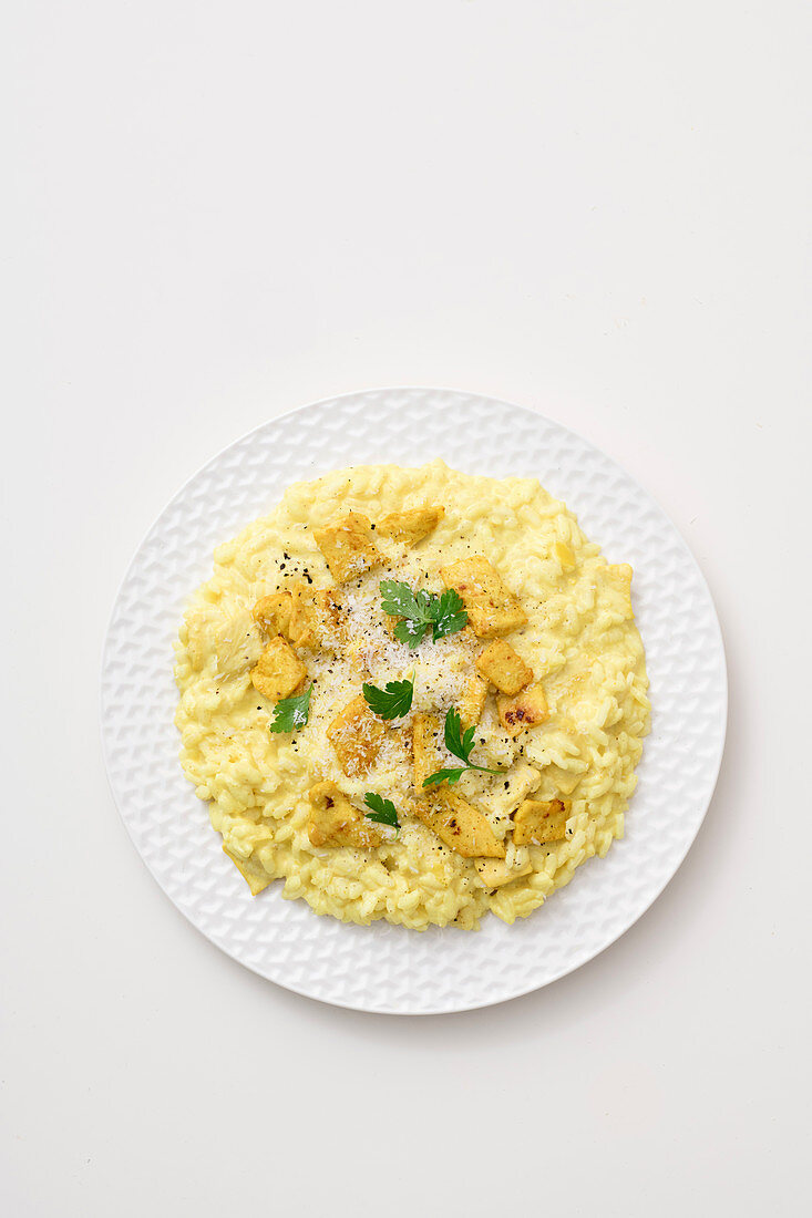 Curry-Risotto mit Hähnchenfleisch