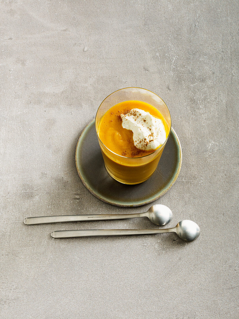 Pumpkin smoothie with cinnamon cream