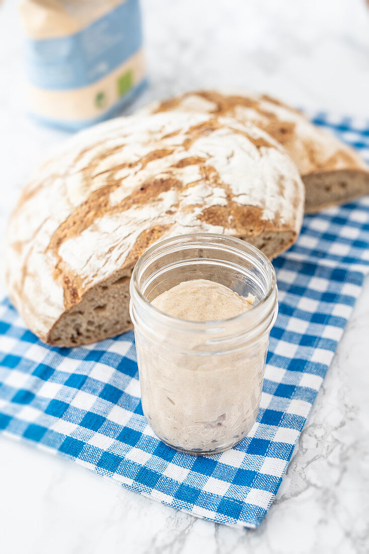 Sourdough with emmer flour and a bag of flour