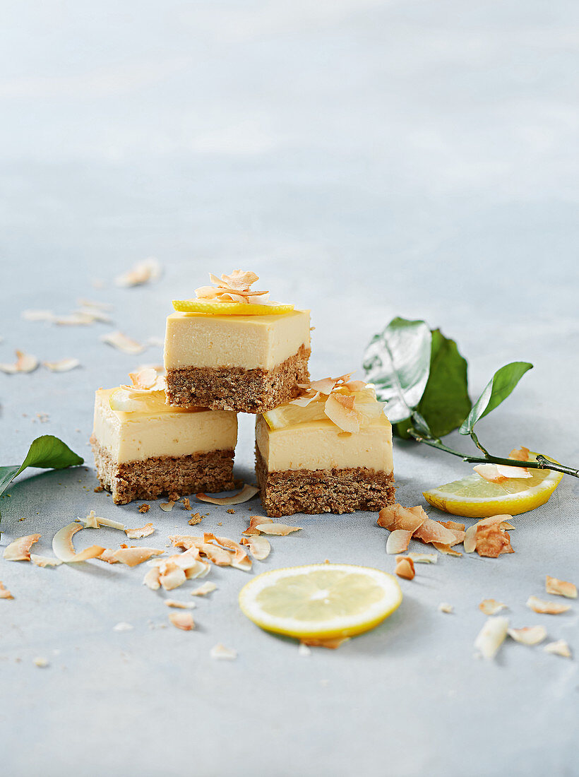 Healthy lemon and coconut slices