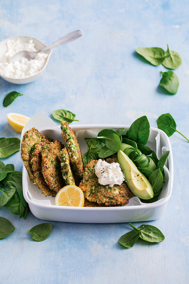 Broccoli and pea fritters