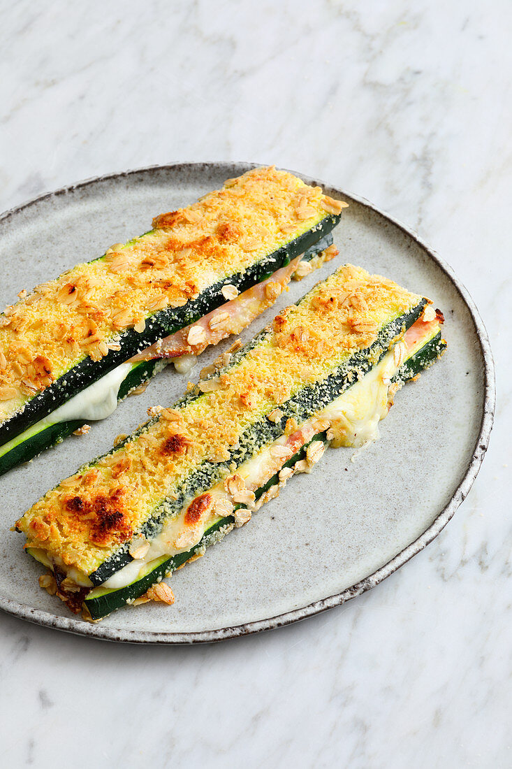 Courgette cordon bleu with ham