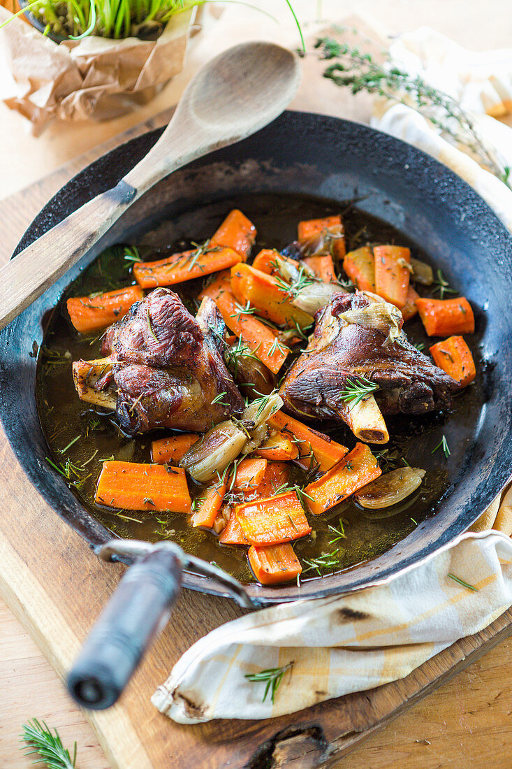 Easter lamb with carrots and rosemary