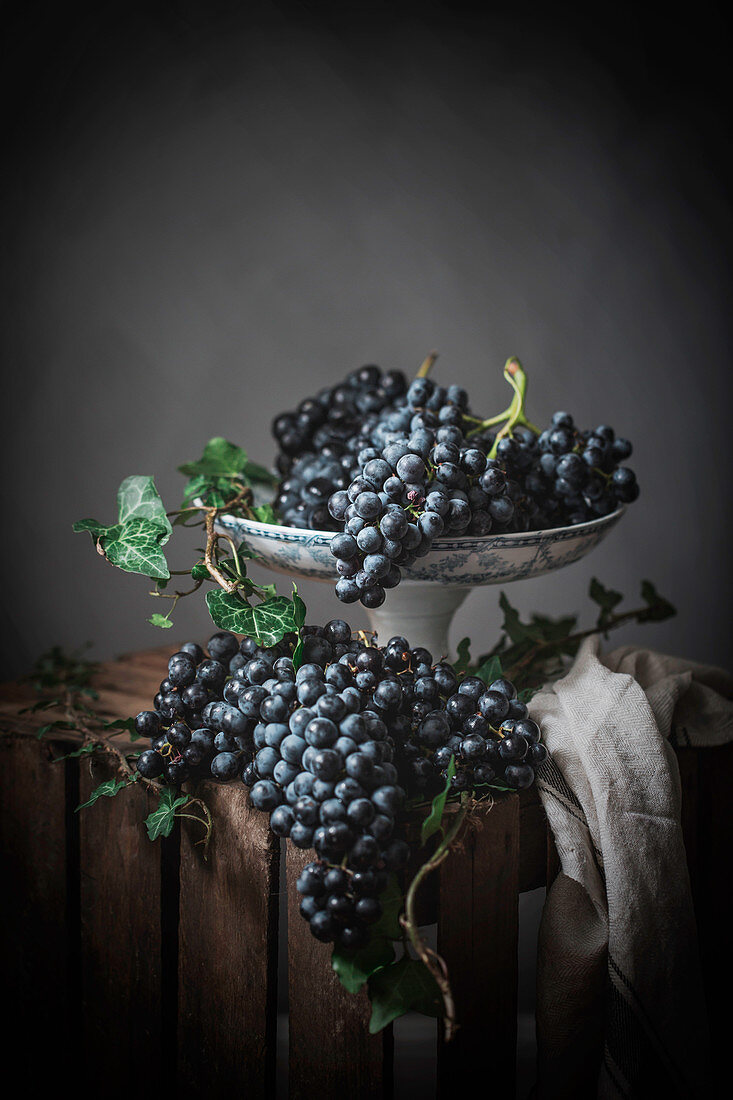 Bunch of grapes on plate