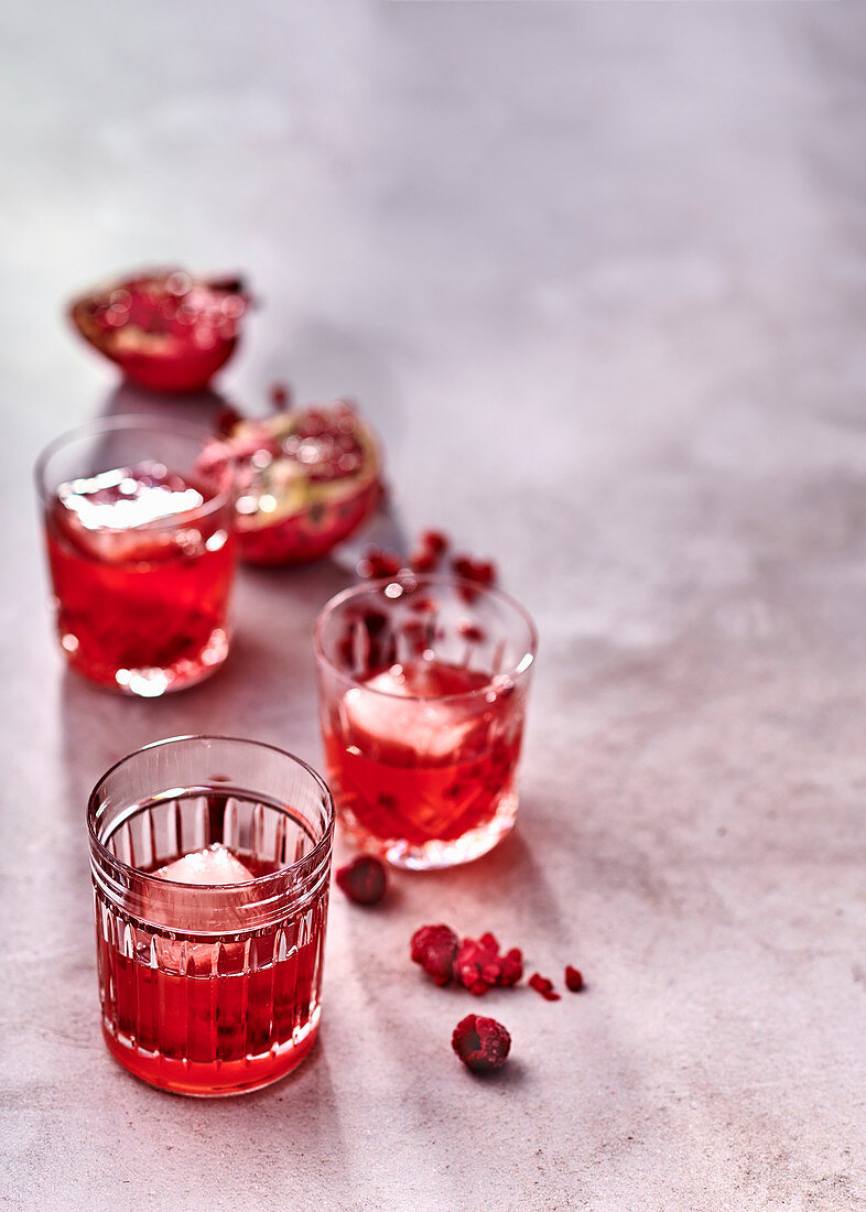 Lime, pomegranate and raspberry whisky sours