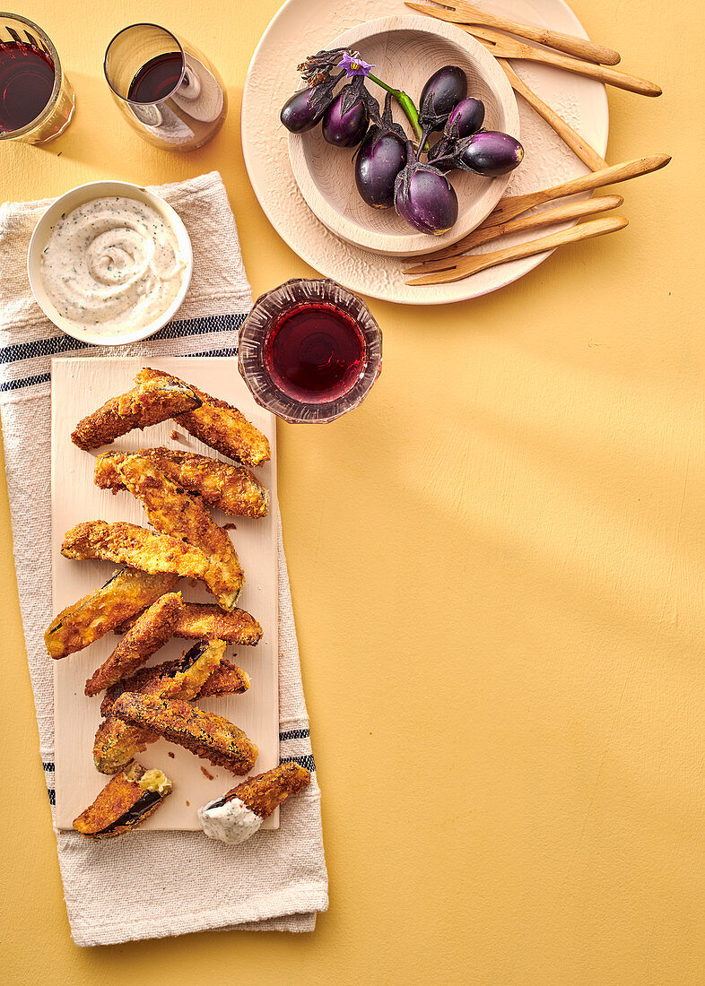 Crispy fried aubergines with anchovy mayo