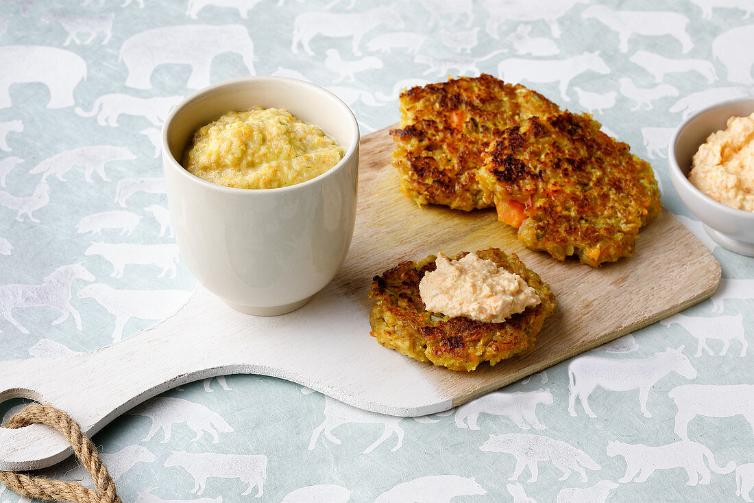 Freekeh porridge for a baby and freekeh fritters for the mother