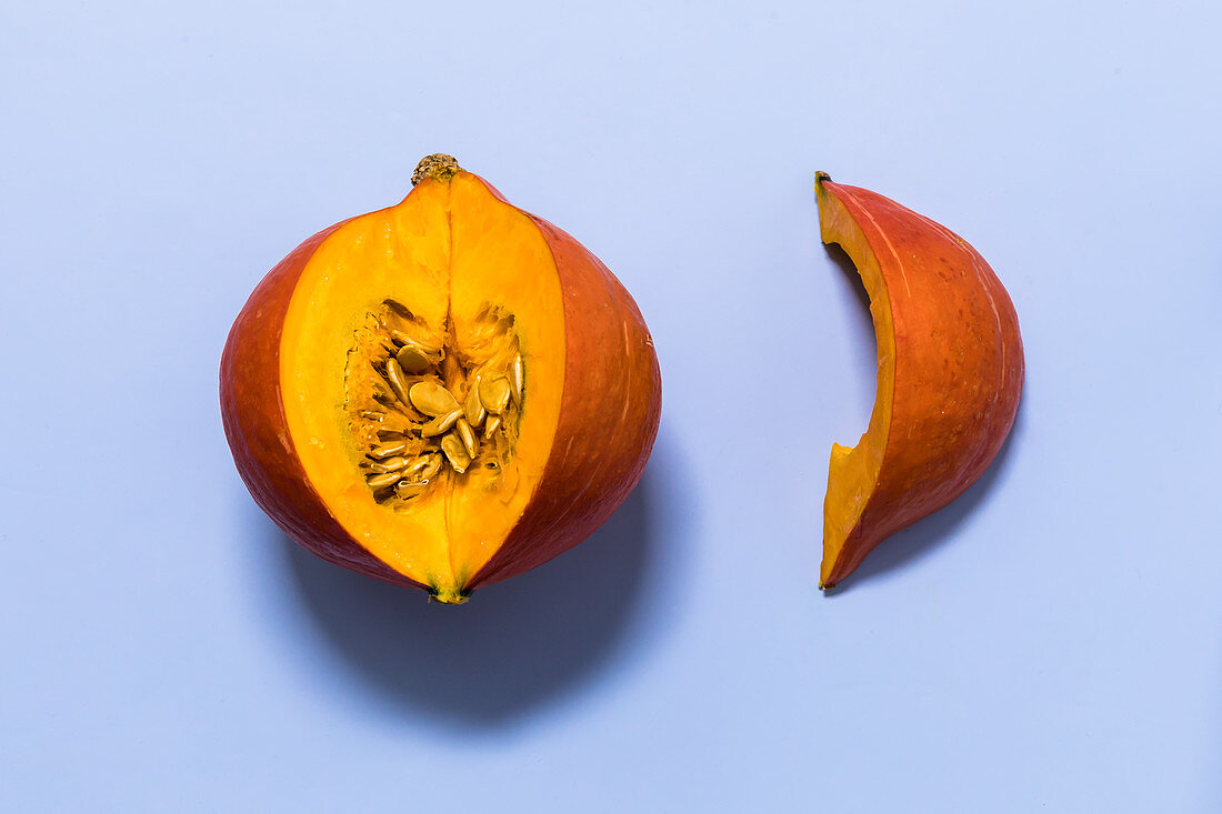 Hokkaido pumpkin being prepared