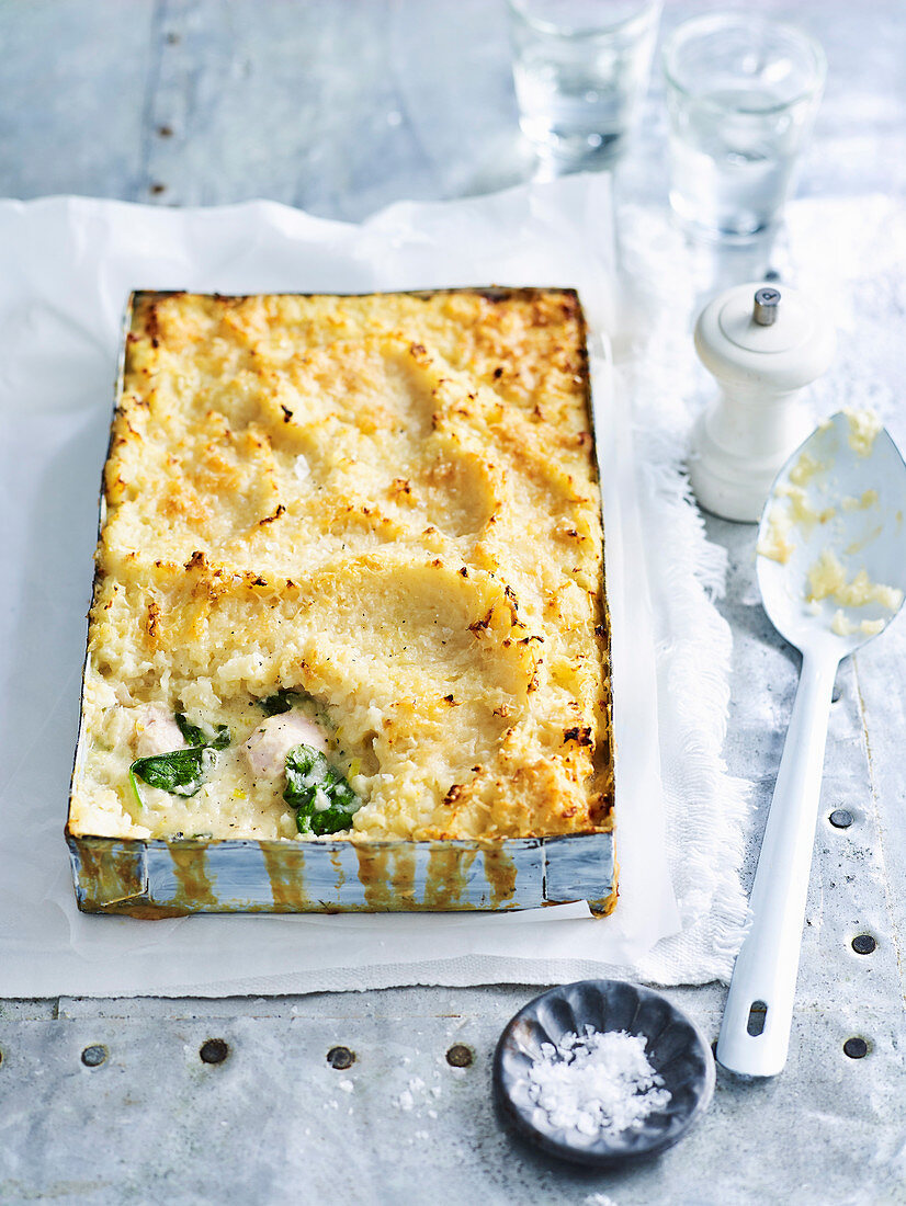 Creamy Chicken Pies with Celeriac and Parsnip Mash