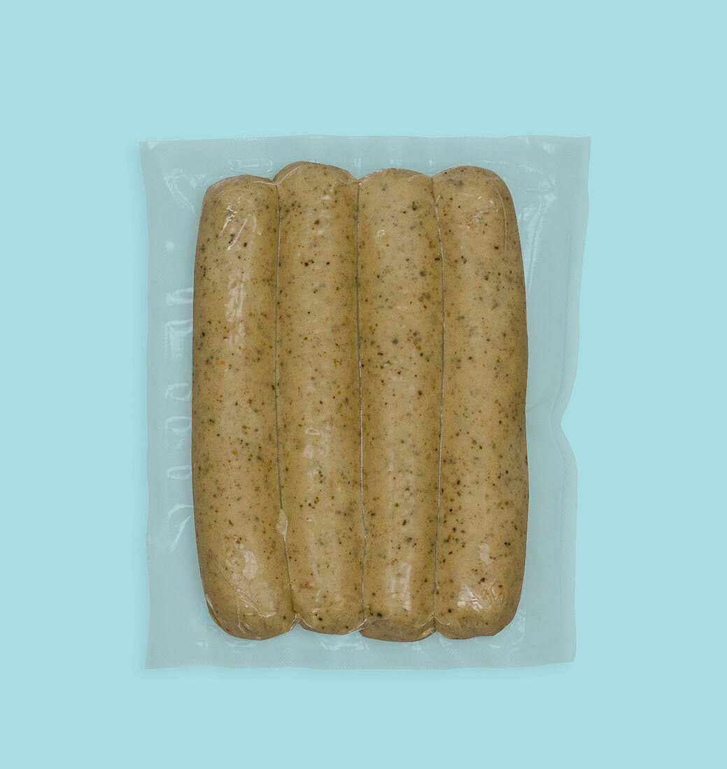A packet of veggie sausages