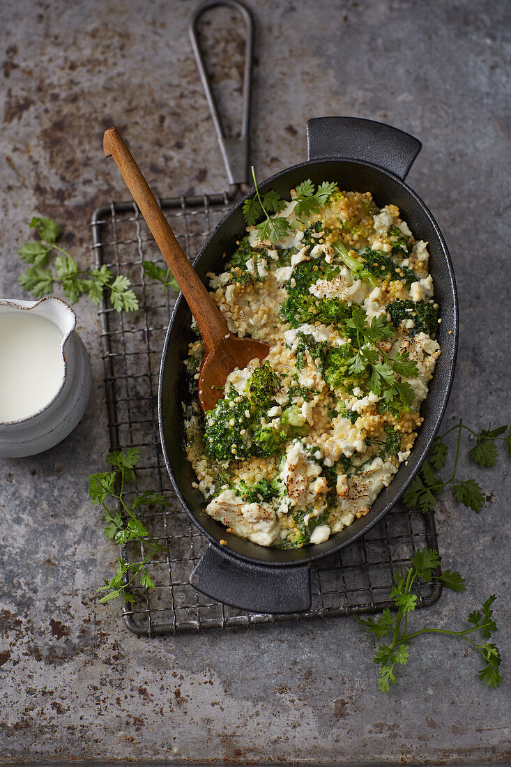 Millet and broccoli bake