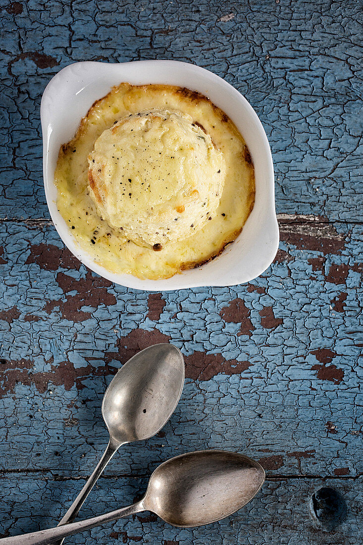 Twice baked cheese souffle