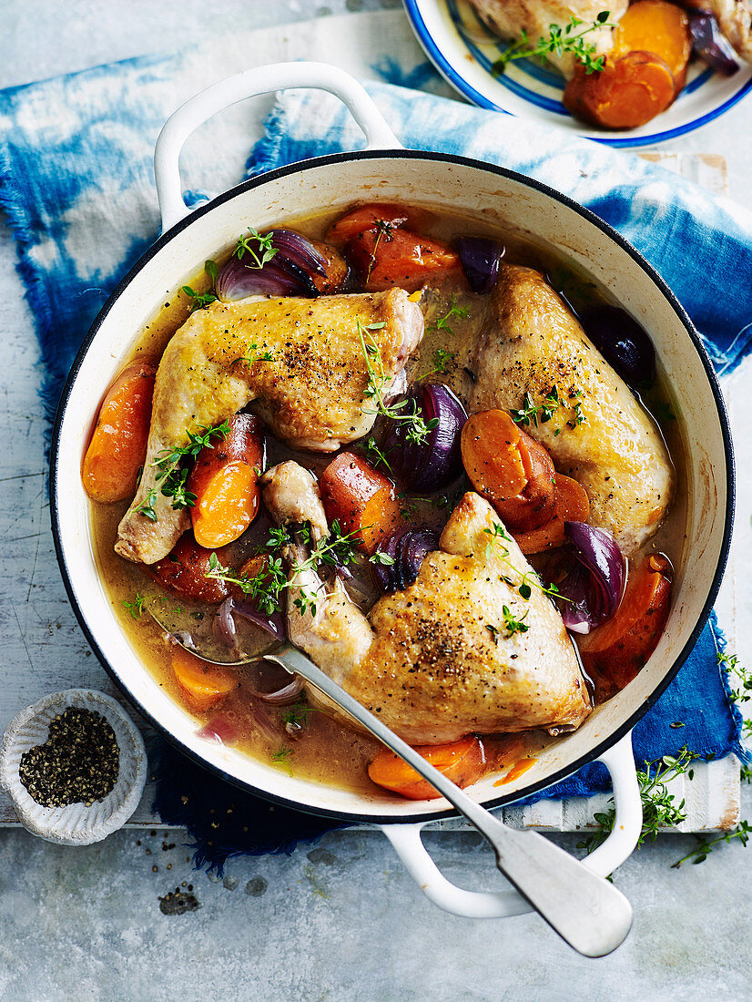 Braised Chicken with Kumara and Onion