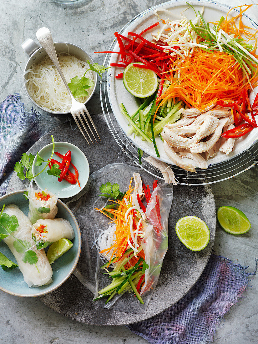 Ginger and Chilli Chicken Rice Paper Rolls