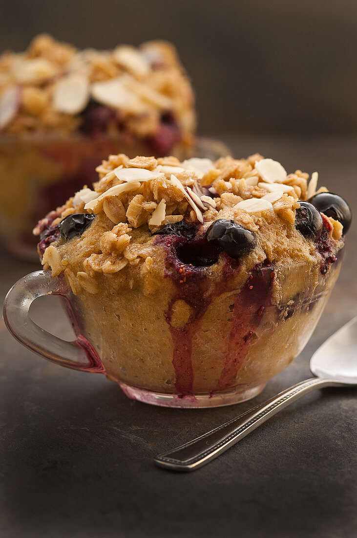 Microwave blueberry stuffed muffins