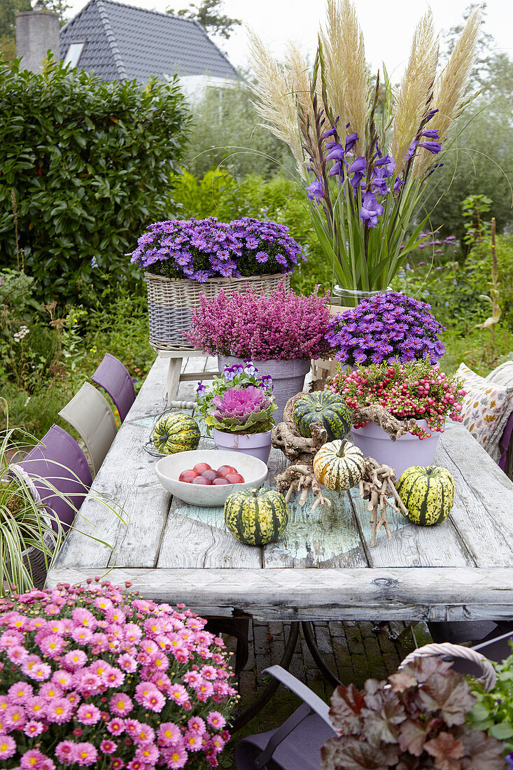 Decorated garden table