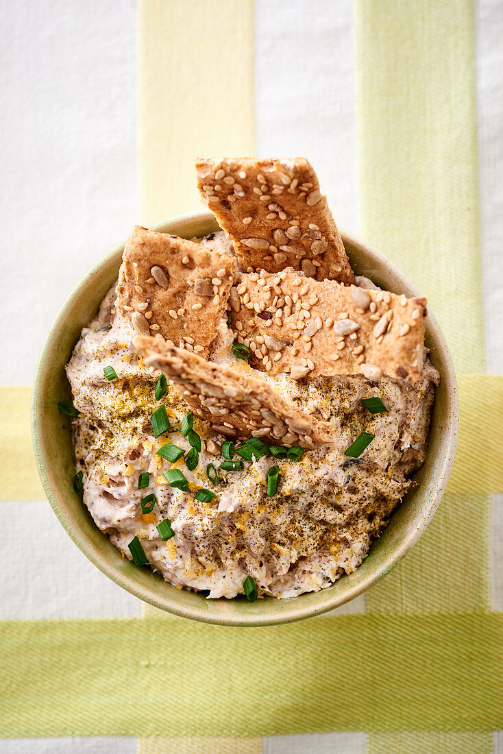 Rillette with sardines, ginger and crispbread