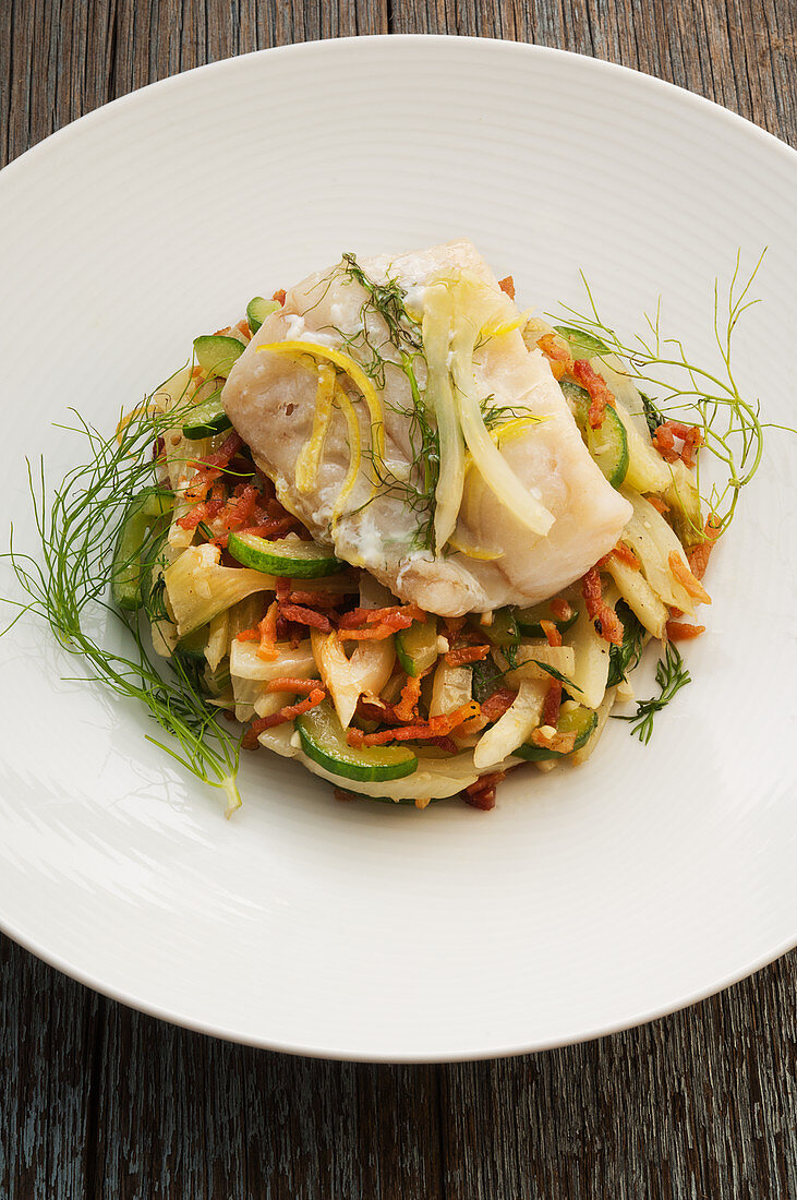 Cod with fennel salad