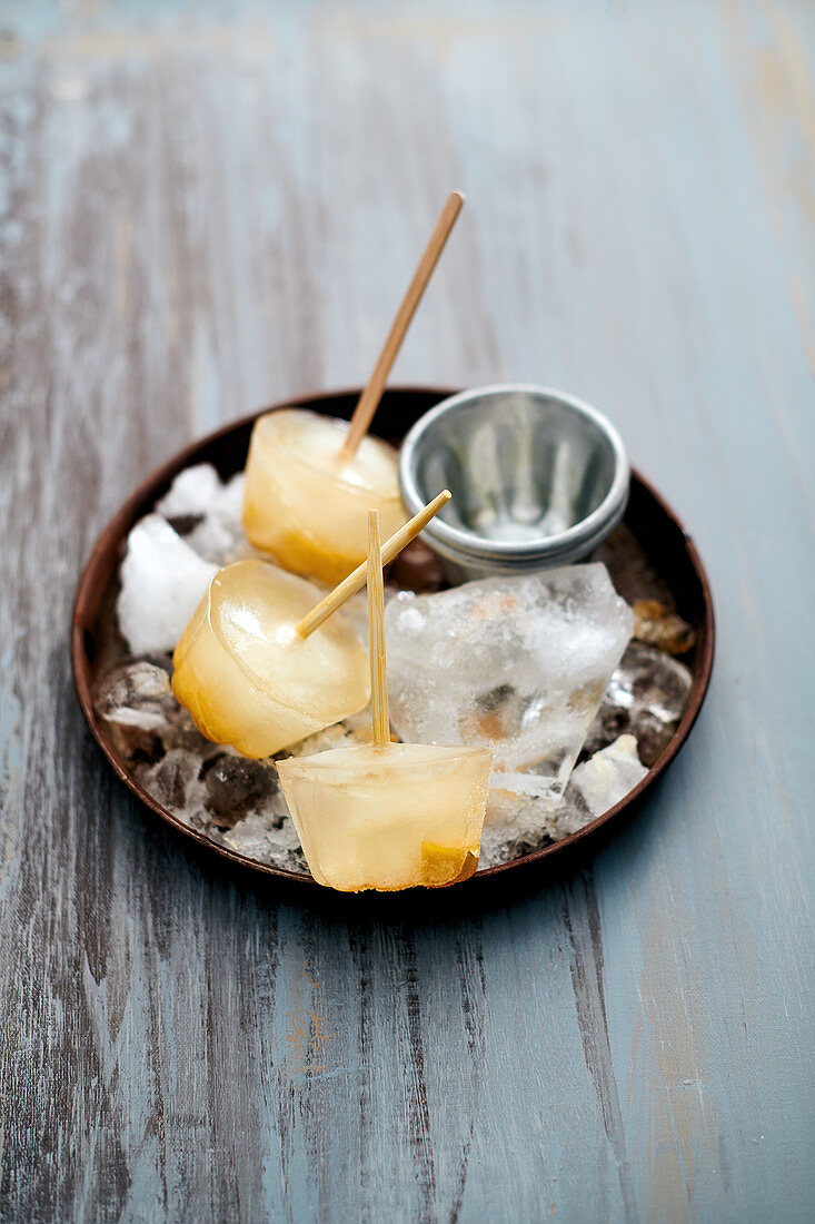 Ice lollies on crushed ice
