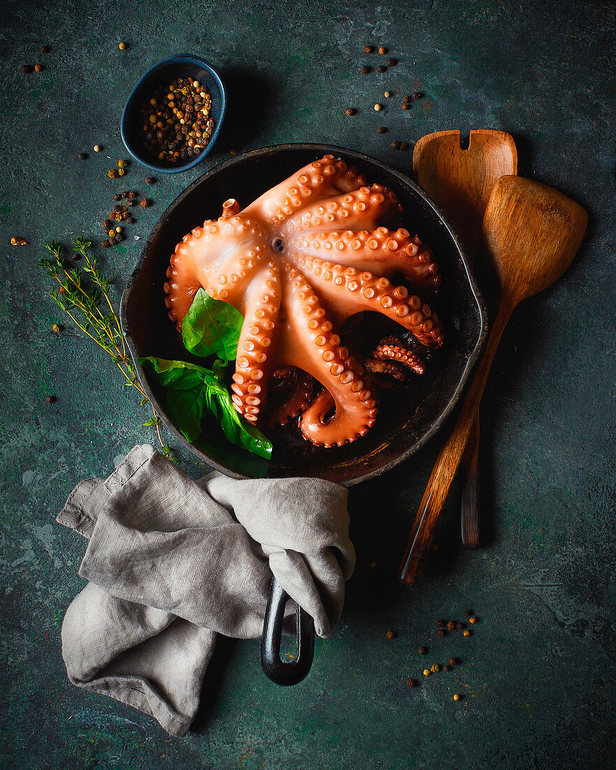 Octopus in a pan