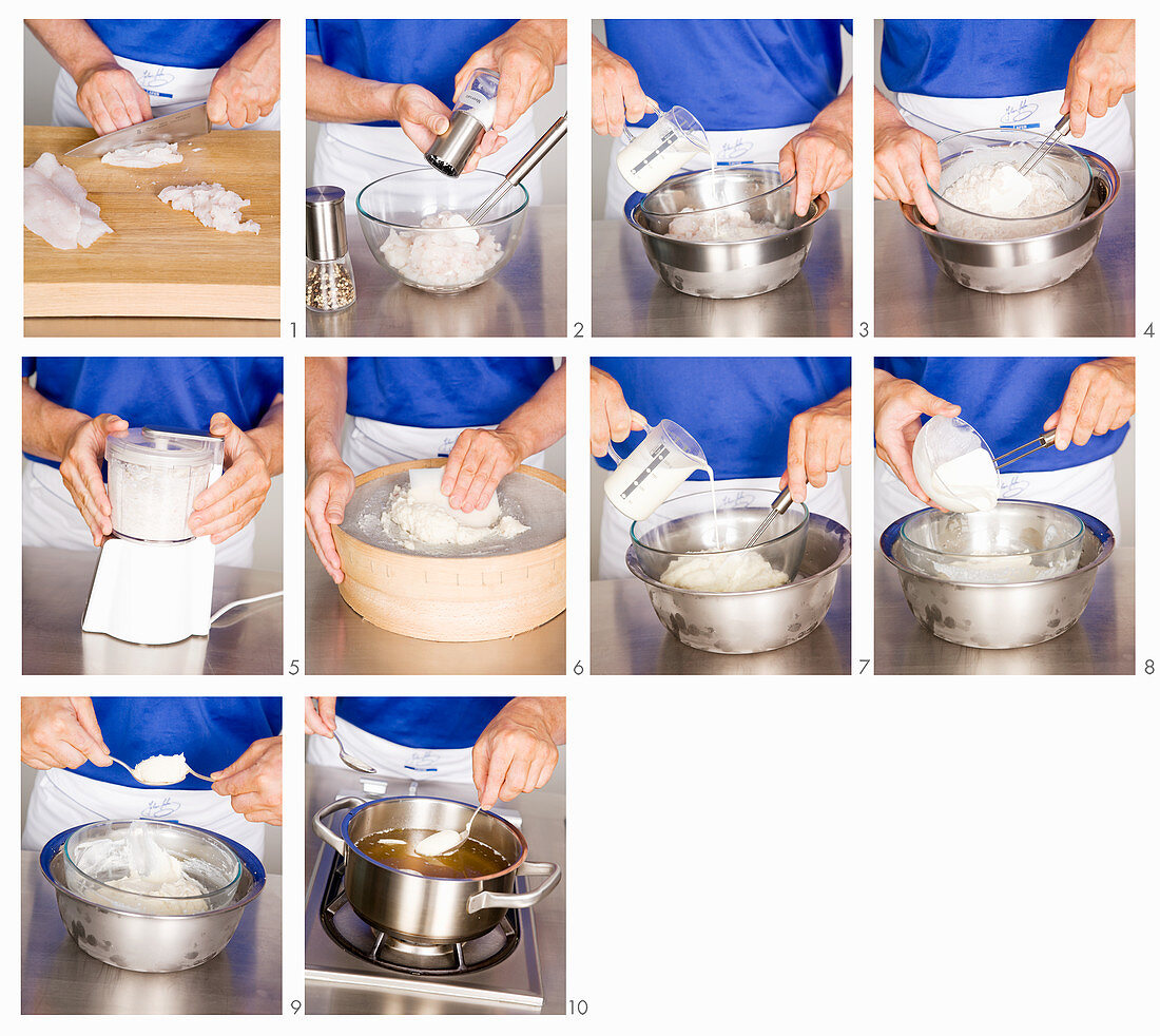 Fish dumplings being made