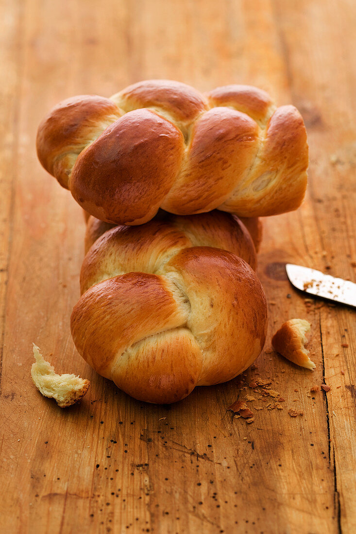 A homemade bread plait