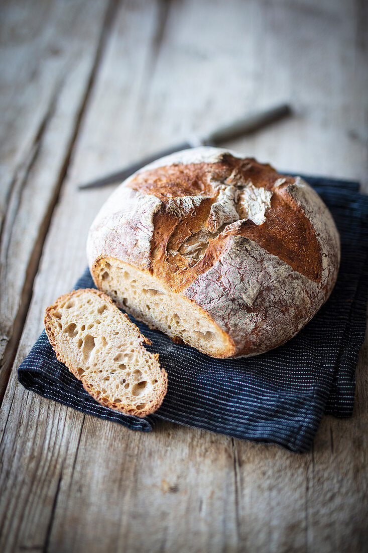 A wheat-mix, sour dough bread that was left to rise for a long time