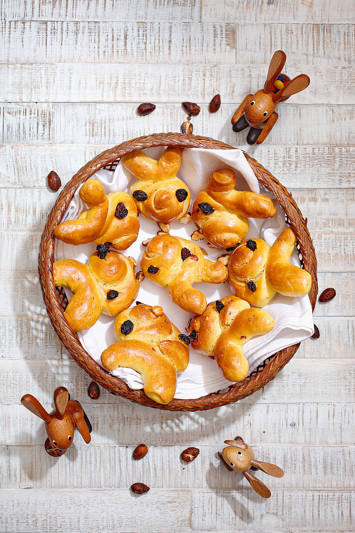 Yeast dough bunny buns for Easter