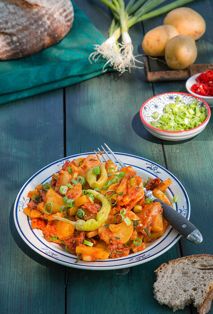 Potato salad with ajvar dressing