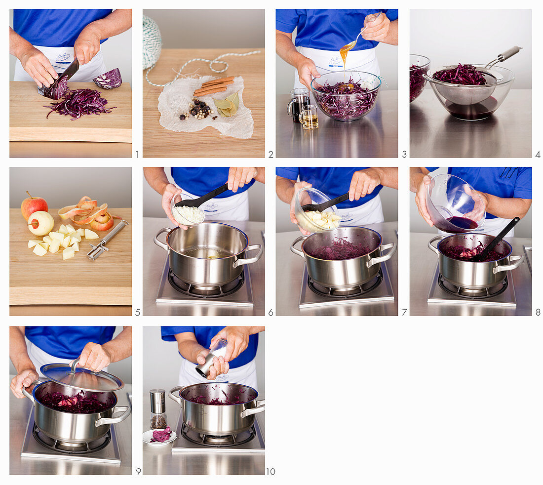 Red cabbage with apple being made