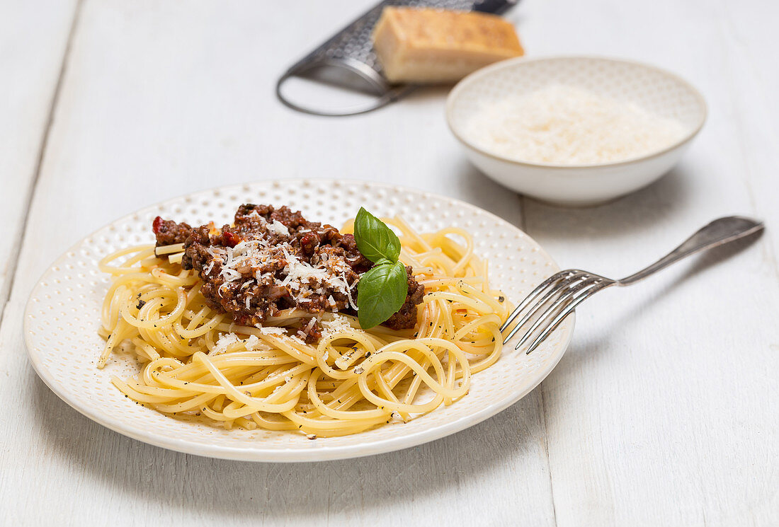 Spaghetti Bolognese auf Teller
