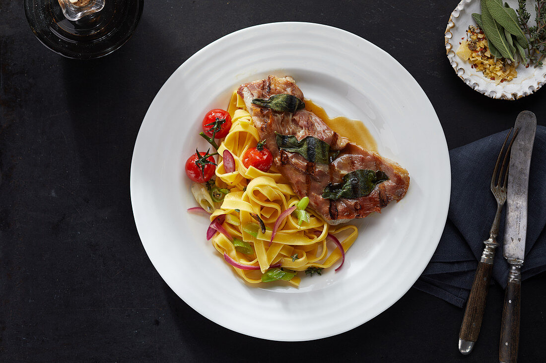 Saltimbocca with tagliatelle (Italy)