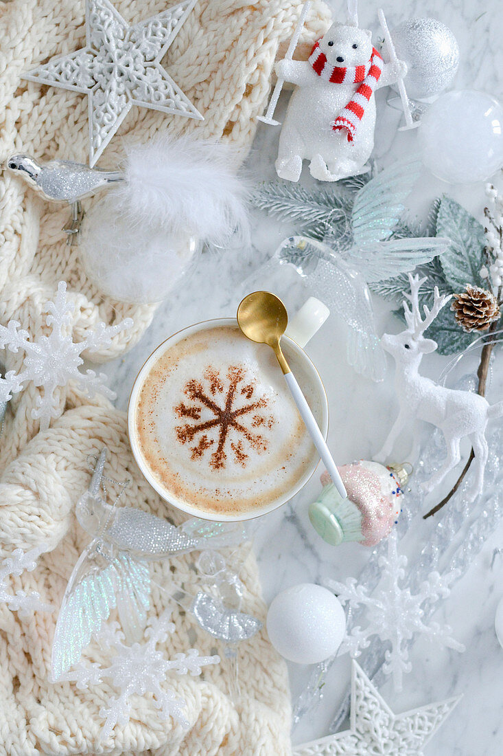 Coffee and Christmas decorations