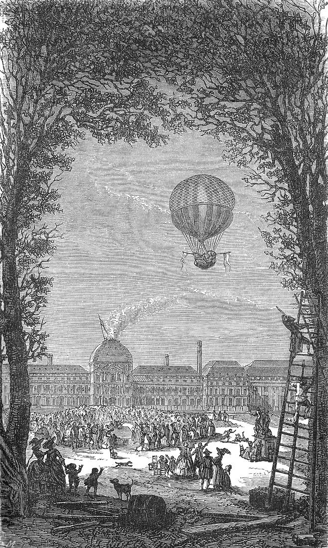 First Manned Hydrogen Balloon Flight, 1783
