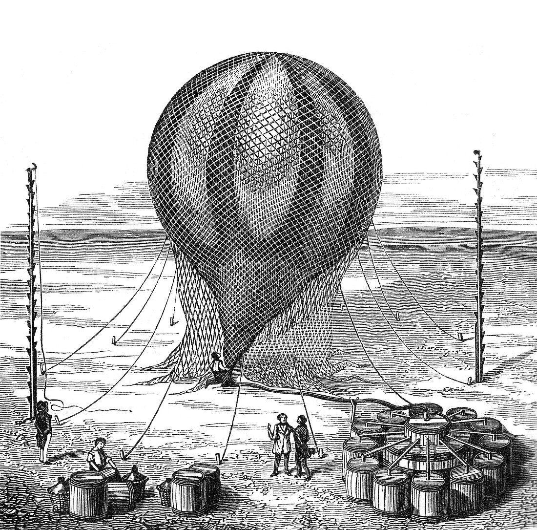 Filling Hydrogen Balloon, 19th Century