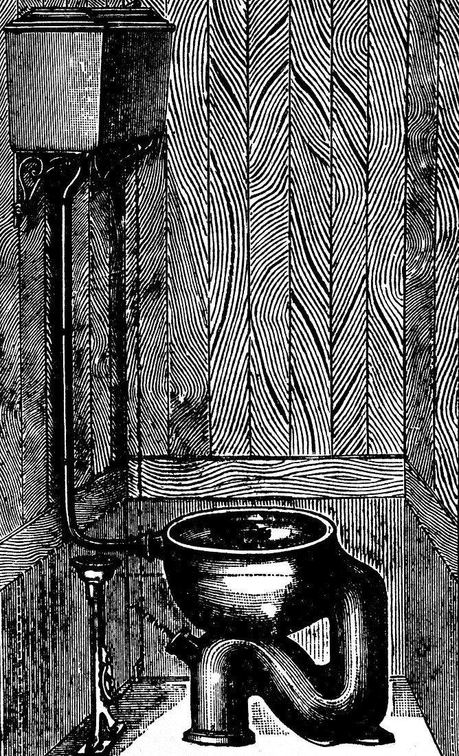 Flush Toilet with Elevated Water Tank, 1884