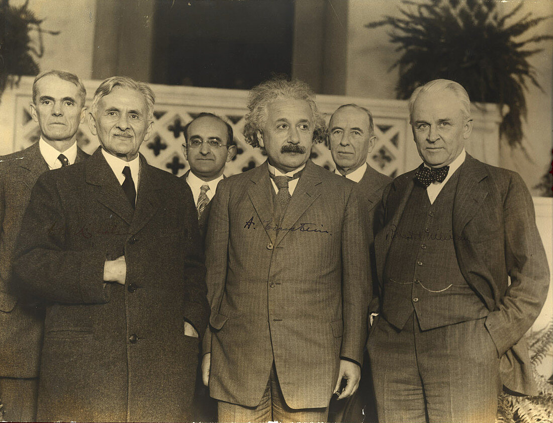Michelson, Einstein and Millikan, 1931