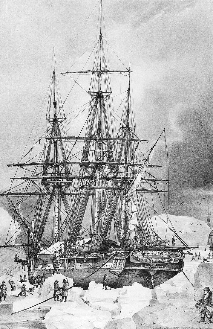 D'Urville's Ship Stuck in Antarctic Ice, 1838