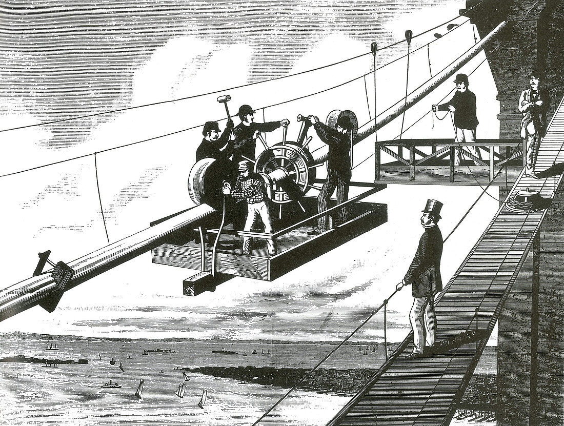 Brooklyn Bridge Construction, 1876