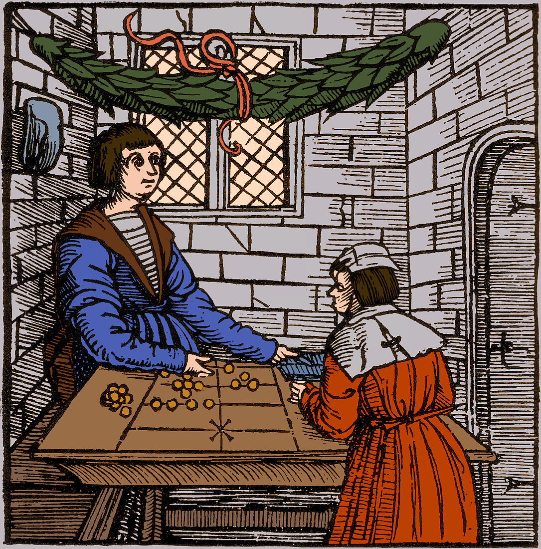 Merchant Using Abacus, 16th Century
