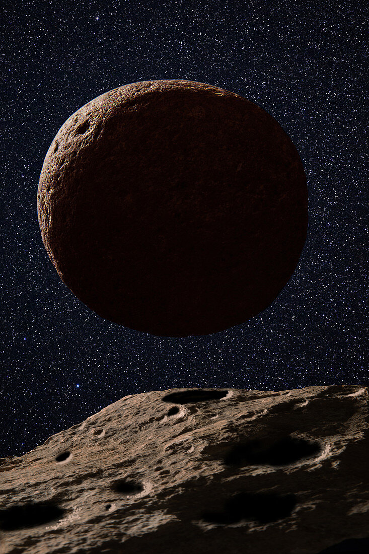 Dwarf Planet Quaoar from Moon Weywot