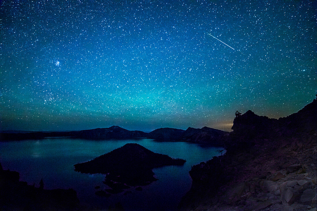 Meteor Over Crater Lake, Oregon